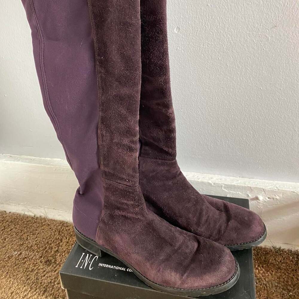 Stuart Weitzman Purple Suede Over the Knee Boots